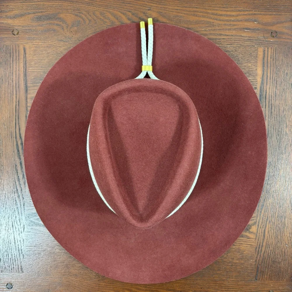 Gigi Pip Dakota Triangle Crown Wide Brim Felt Hat in Rusty Red XS 55 - Picture 5 of 9